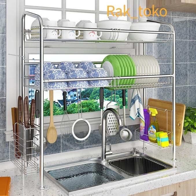 Rak wastafel cuci piring Stainless Steel Rak Dapur Rak Piring besar