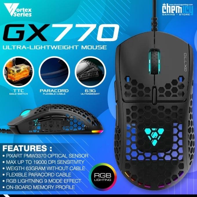 Vortex Series Gx770 / Gx-770 Rgb Ultra-Lightweight Gaming Mouse