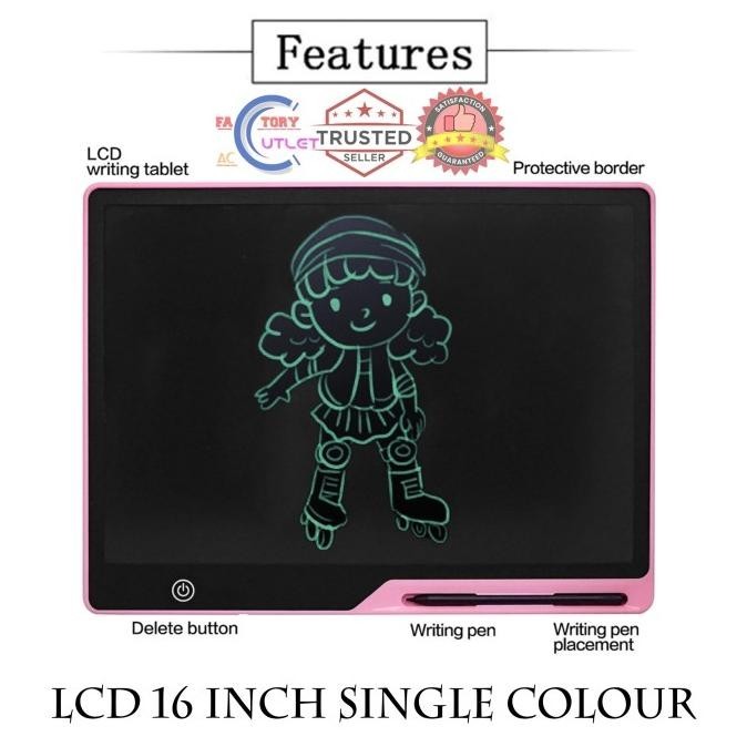 

LCD 16 Inch Drawing And Writing Tablet Papan Menggambar Tulis Anak PWM