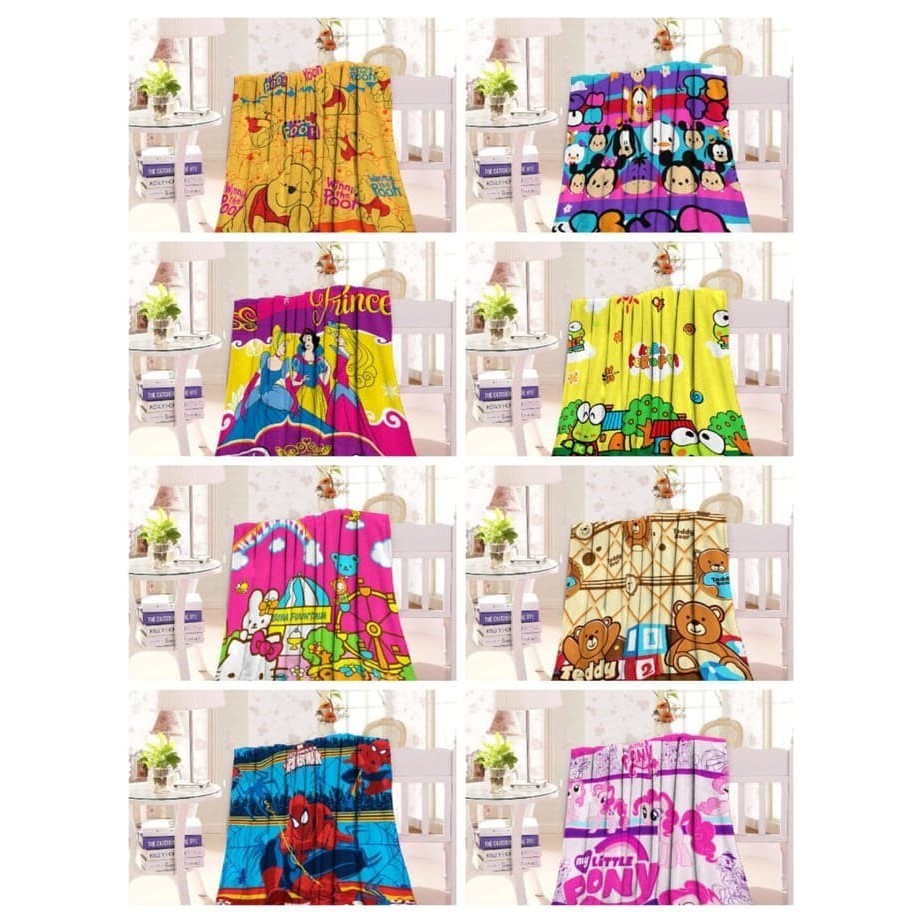 [ Selimut ] Selimut Motif Karakter Panel Flanel Bulu Halus