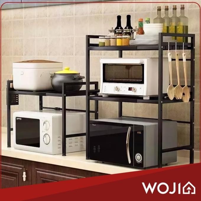 Rak Microwave Oven Tingkat Susun Meja Dapur Adjustable Serbaguna