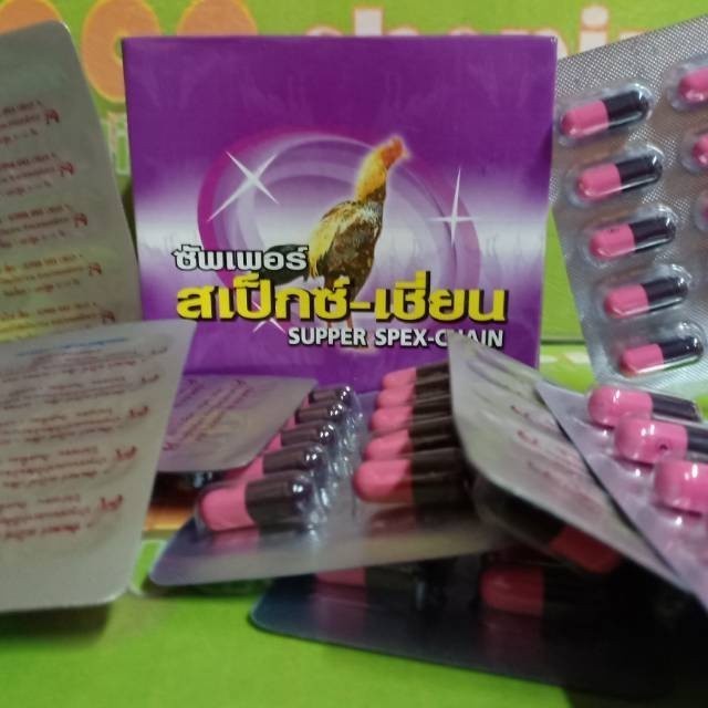 SUPPER SPEX CHAIN 10 kapsul obat pe rontok bulu mabung ayam burung Lampam ID