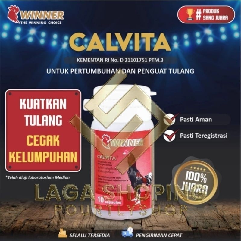 1 BOTOL CALVITA LAGA 10 BUTIR winner calcium obat ayam burung lumpuh vitamin kalsium kalek tulang sp