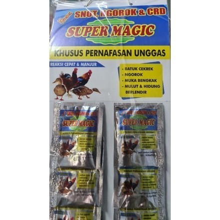 2 bks SUPER MAGIC 20 kapsul obat anti snot crd ayam burung merpati snot radang infeksi pernafasan pe