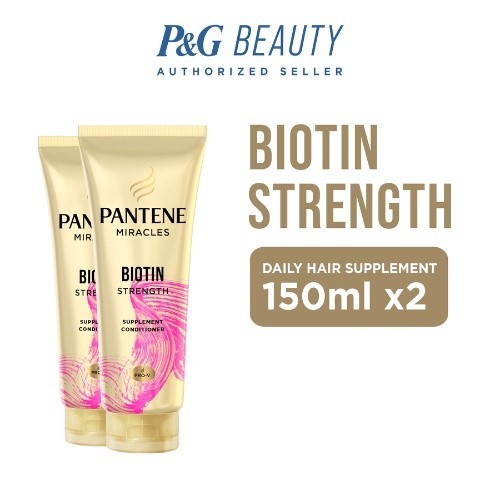 Pantene Kondisioner Anti Kusut Miracles Biotin Strength Perawatan Rambut Pro-V 150ml x2 / Pantene Mi