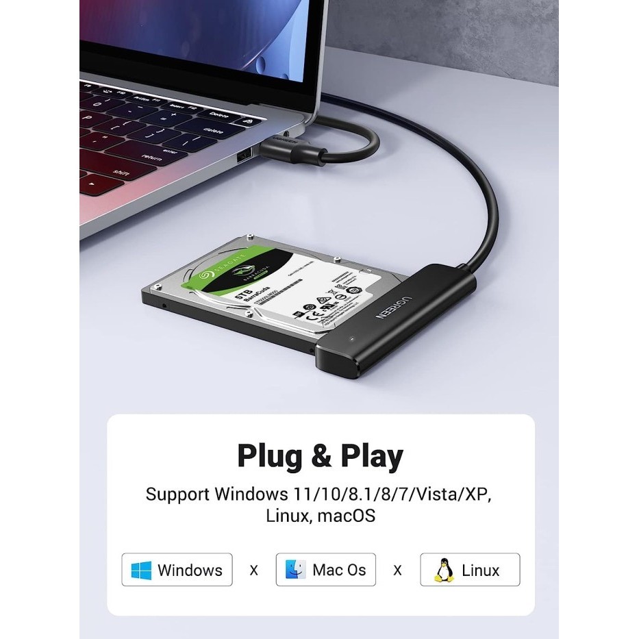 Ugreen Kabel Usb 3.0 To Sata 2.5" Hdd Converter Usb C To Sata 2.5" Ssd