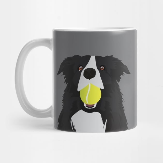 Border Collie dengan Mug Kopi Bola Tenis Border Collie with a Tennis Ball Coffee Mug