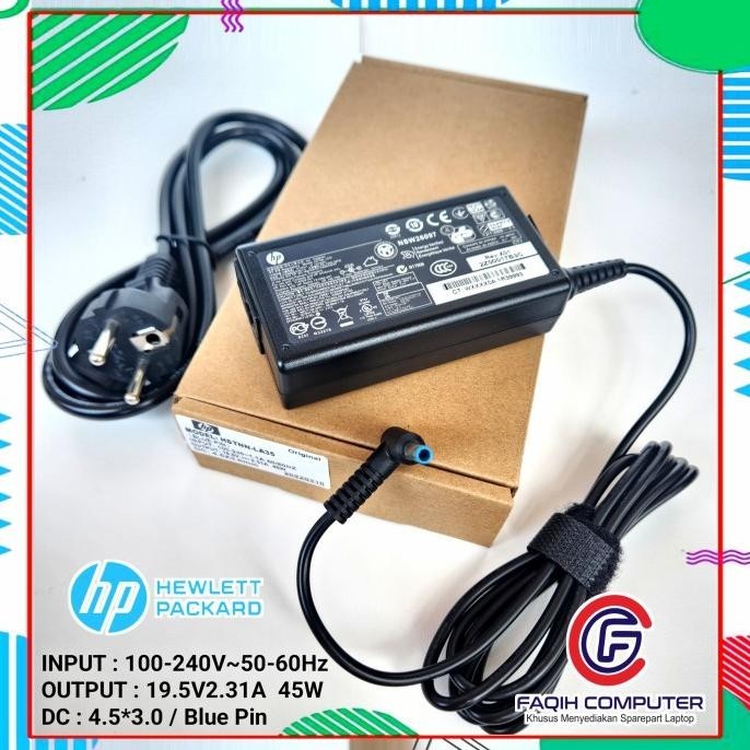 Adaptor Cas Charger Laptop Hp 19.5V 2.31A Blue Pin Original