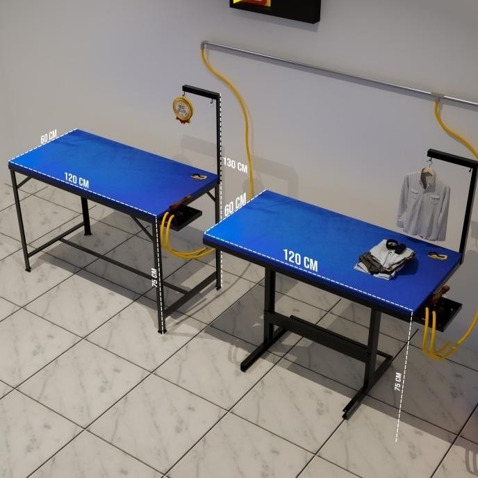 Meja setrika uap laundry Garansi 5 thn lengkap busa rebonded dan alas