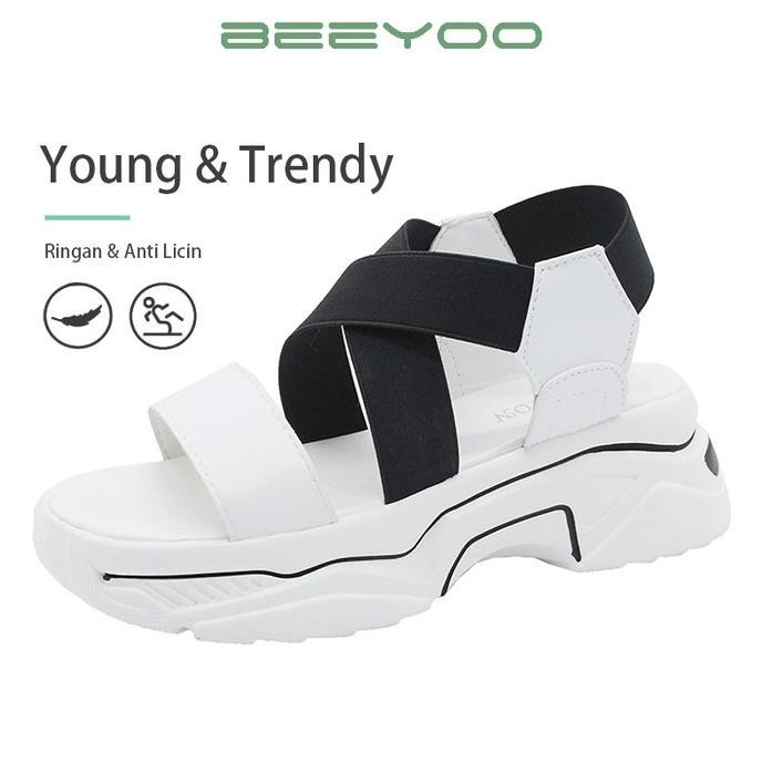 Beeyoo Sendal Gunung Wanita Casual Sendal Wedges Tali Korea Wt101
