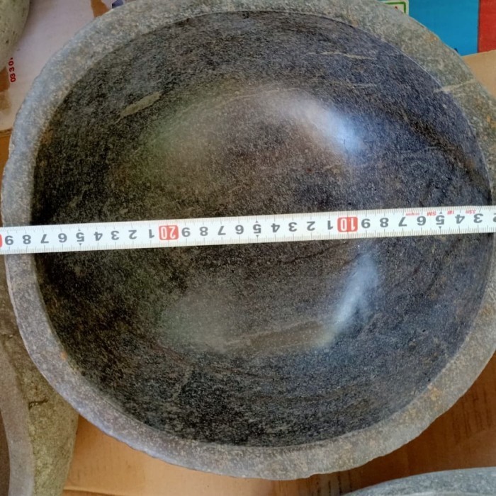 Dheao Cobek Cekung Motif Mangkok Halus Batu Kali