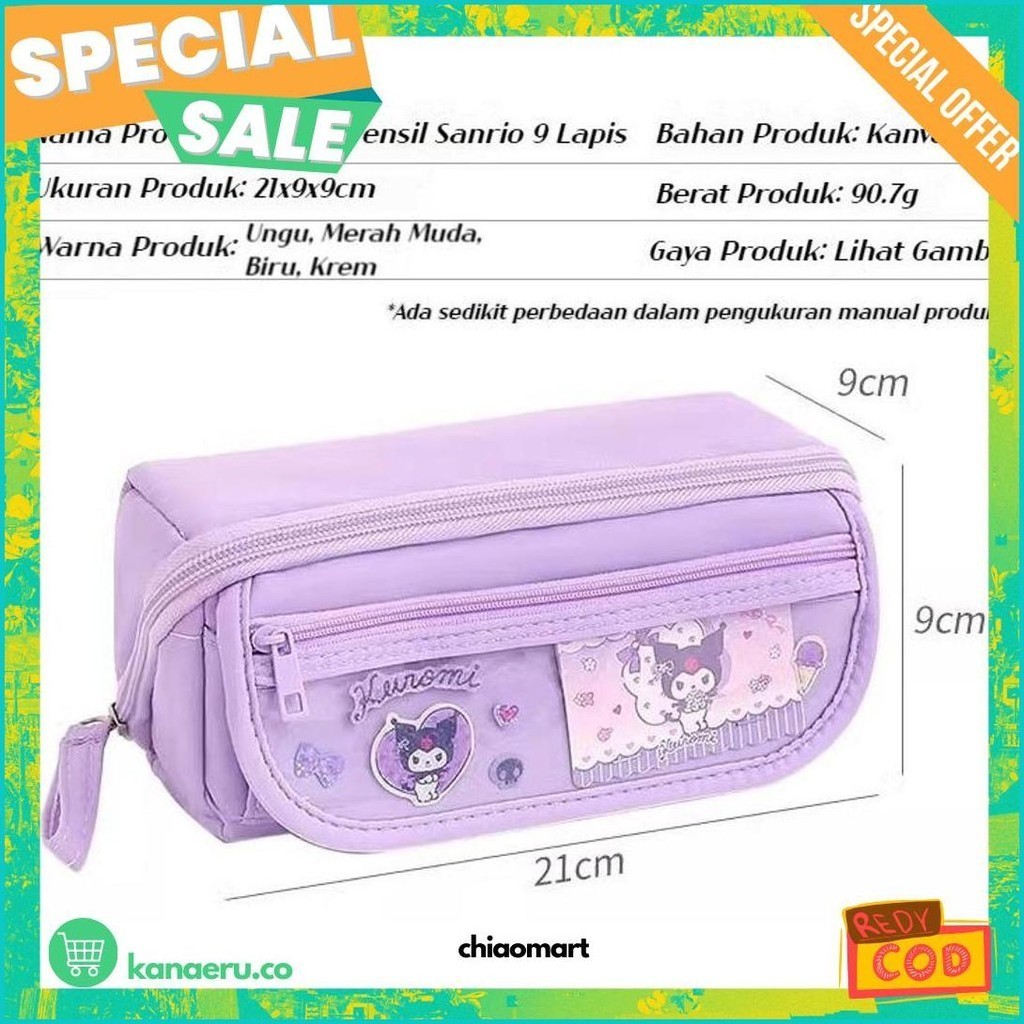 

(Krmi) Cod Sanrio Tempat Pensil Baru 9 Lapis Tahan Air Lucu Pena Tas Karakter Anime Berkapasitas Besar Tempat Pensil Kuromi Cinnamoroll Penyimpanan Alat Tulis Siswa Perlengkapan Sekolah Ins Kawaii Hadiah