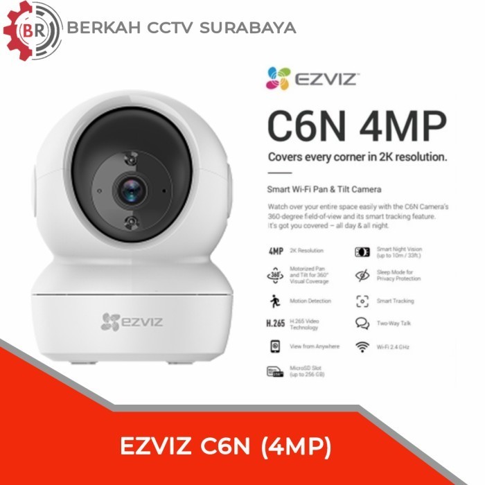 Jarak Wifi Tanpa Original'E Lampu Ezviz Cctv Hp / Kamera Lewat Kabel 4Mp C6N Kamera Portable Jauh