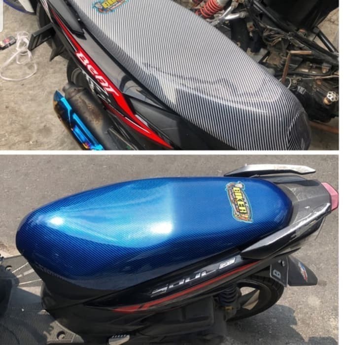 Kulit Jok Motor/Sarung Jok Carbon Biker Beat Mio