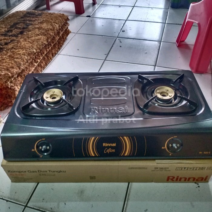 Kompor Gas 2 Tungku Rinnai/Rinai Ri-522C Ceflon