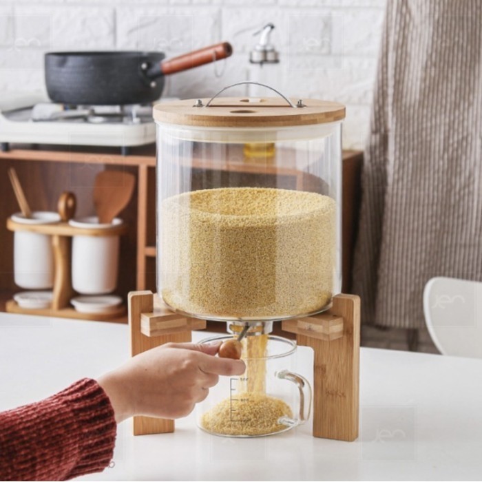

Rice Flour Grains Cereal Glass Disser Nordic Style Beras Tepung Box