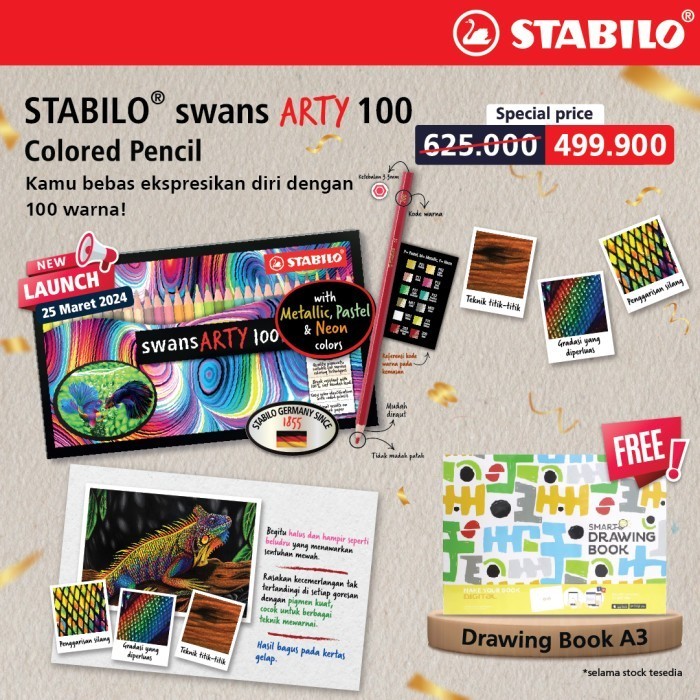 

STABILO swans ARTY 100 Color Pencil / Pensil Warna Lengkap 100 Warna