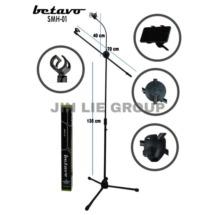 Stand Microphone +Phone Holder Hp Stand Mic Betavo Smh-01