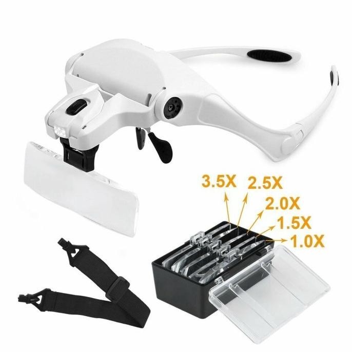 

Kacamata Service Jam / Hp Pembesar 5x Magnifier dengan 2 Lampu LED