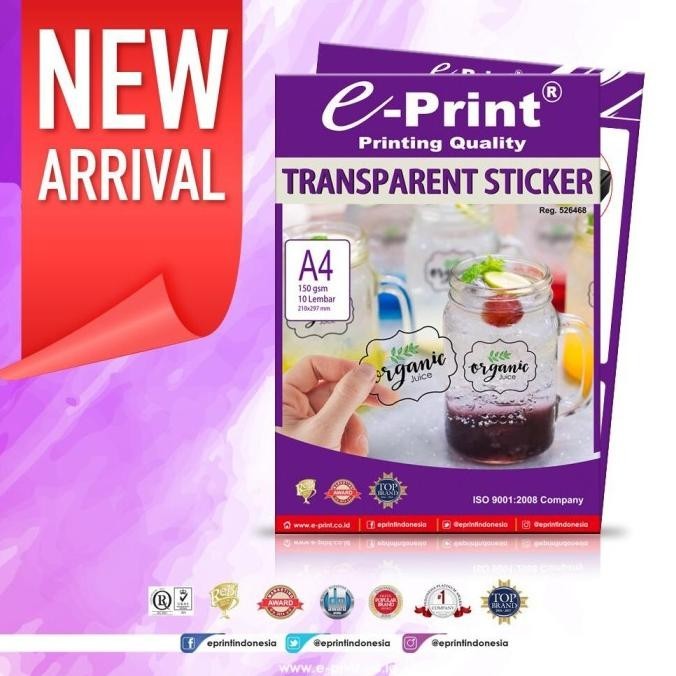 

E-print Transparent Sticker Paper transparan stiker bening logo toko