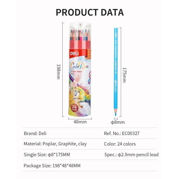 

Deli EC00327 Pensil Warna 24 Warna dengan Bonus Rautan Pensil Baru