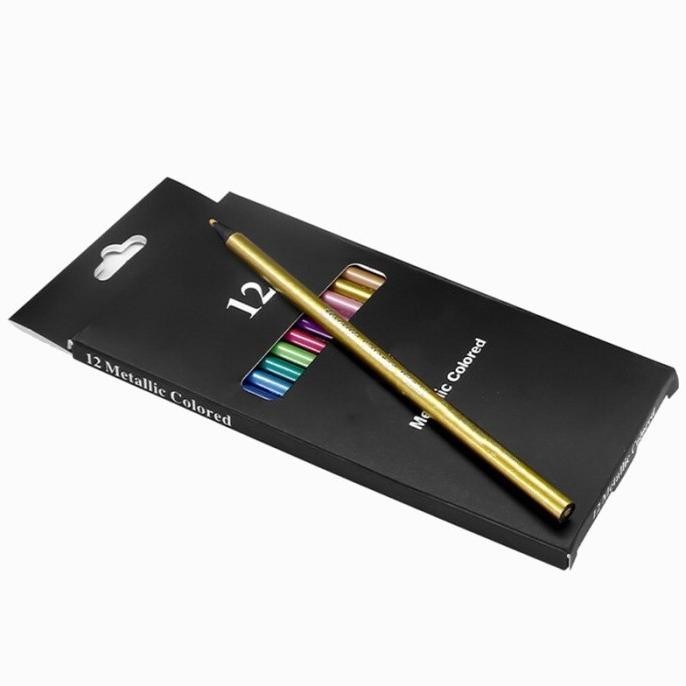 

12Pcs Metallic Colored Pencils Non-Toxic Art Stationery Drawing