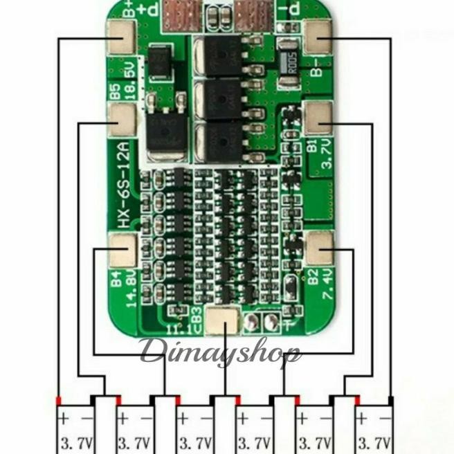 Modul Bms 6S 24V 12A Baterai Lihtium 18650
