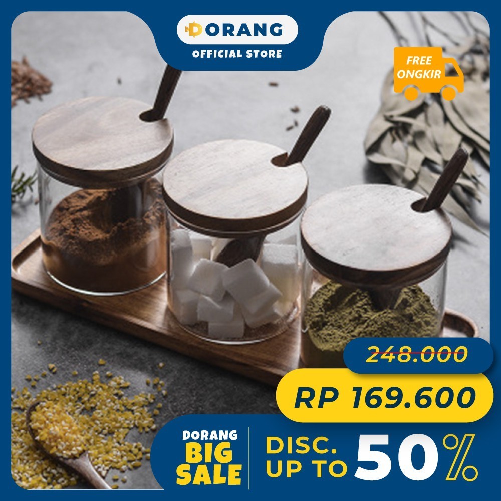 (DODOLAN SEMBARANG) Tempat Bumbu Makanan Estetik Kayu Kaca