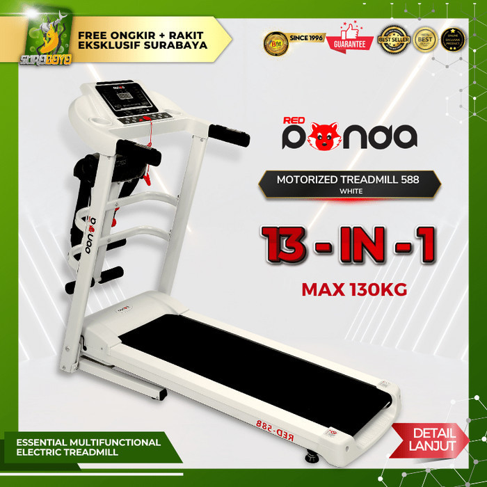 Free Ongkir + Rakit Banjarmasin Sekitar - Treadmill Listrik RedPanda 588 - Putih