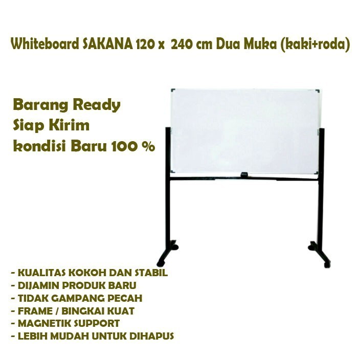 

Papan tulis / Whiteard SAKANA UK 120x240 cm Double Face kaki roda