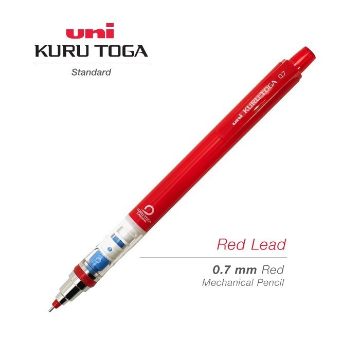 

UNI Kuru Toga Standard Mechanical Pencil 0.7 mm Red dy Red Lead