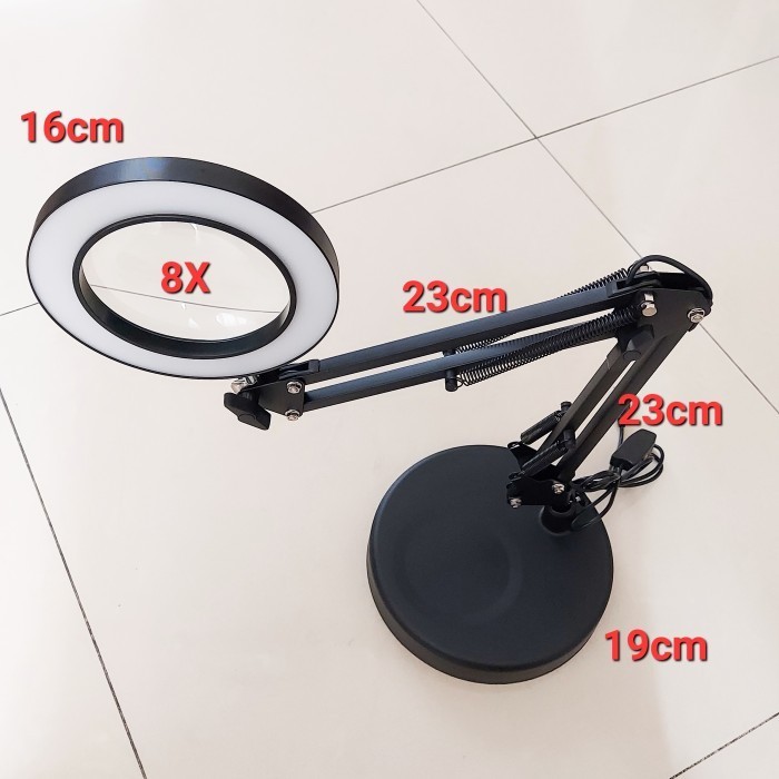 

AVPRO Desk Lamp 16cm Led Ring with 8x Magnifying Glass w Base 19cm