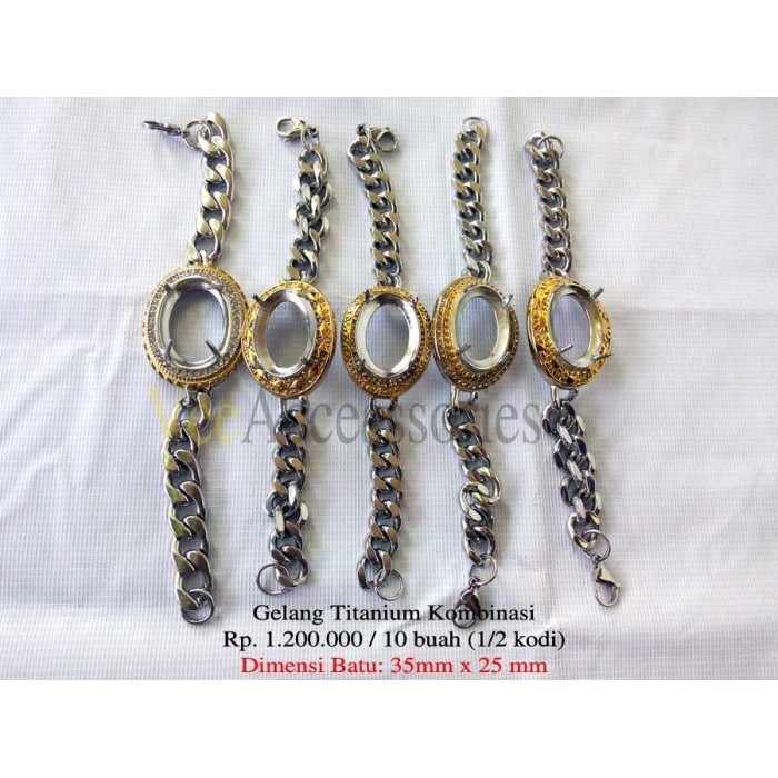 Haf Grosir Gelang Titanium Kombinasi Batu Akik