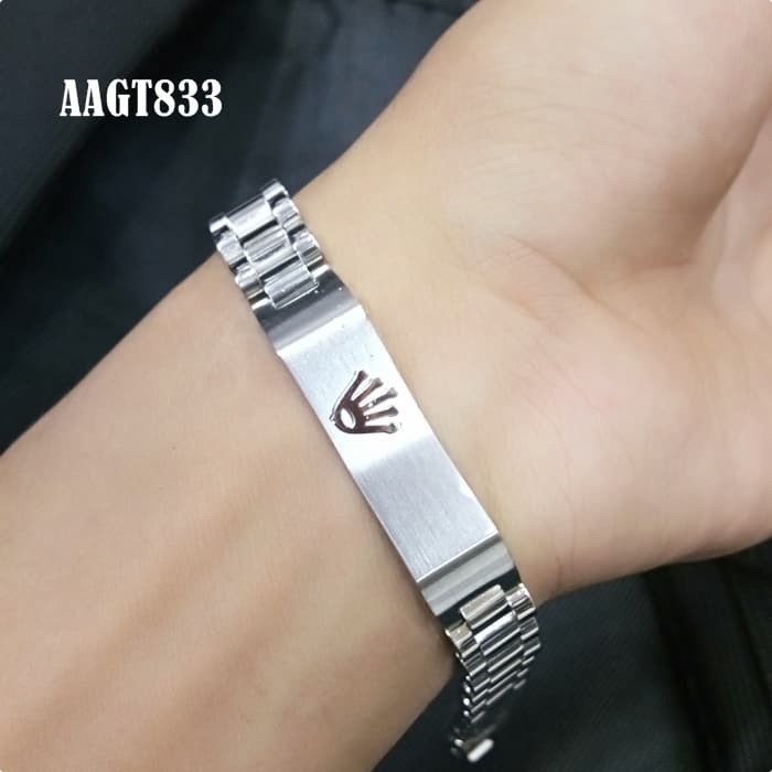 Haf Gelang Tangan Titanium Rolex & Gelang Rantai Pria Aagt833 Silver