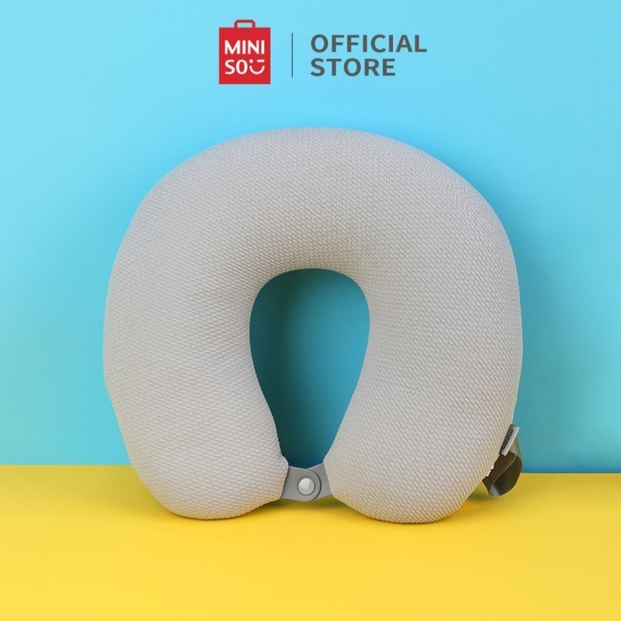 Um Miniso Simple Inflatable U Shape Pillow Bantal Leher Tiup - Pink Disk