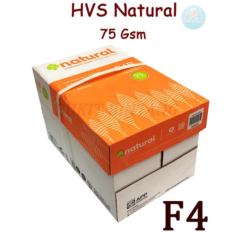 

Kertas HVS Natural 75 Gsm Ukuran F4 ,1 Box / 5 RIM