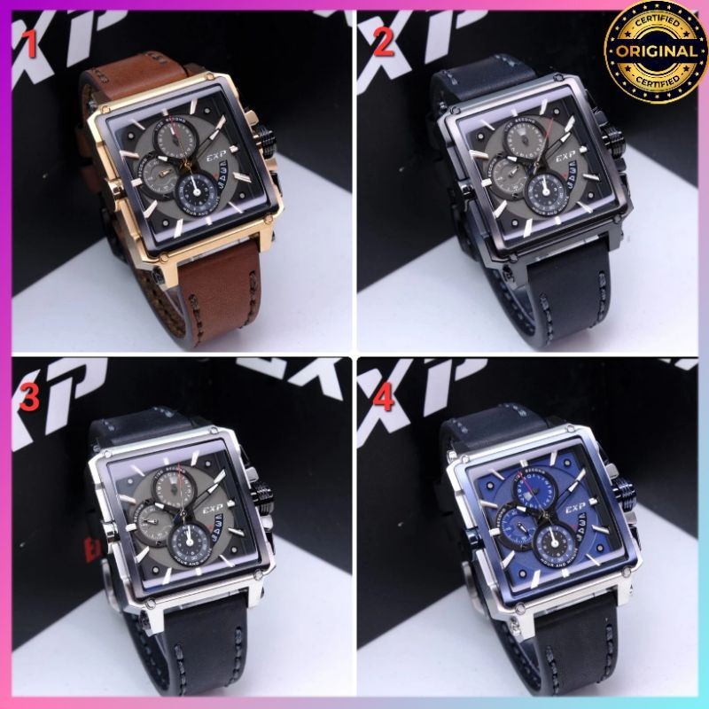 ORIGINAL GARANSI RESMI 1 TAHUN JAM TANGAN PRIA EXPEDITION CHRONOGRAPH COWOK KULIT STRAP ARLOJI WATCH