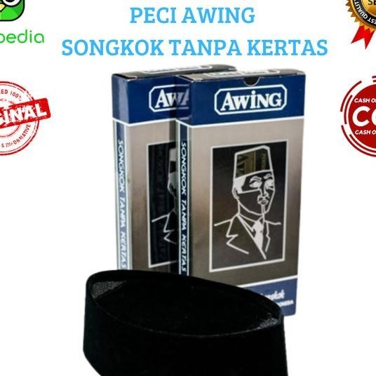 Peci Awing Ac Hitam Songkok Tanpa Kertas Songkok Awing