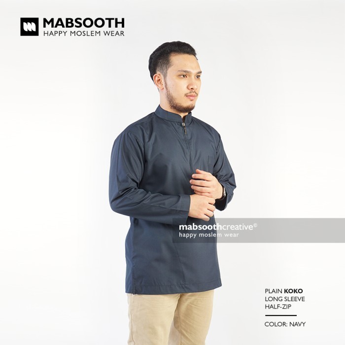 Mabsooth Baju Koko Lengan Panjang Tipe Resleting