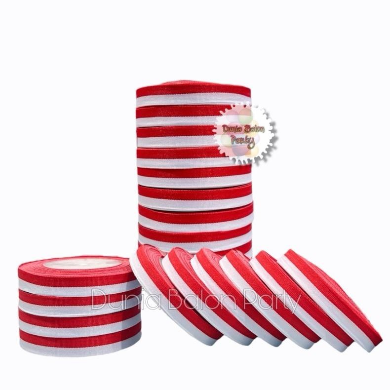 

fx-76 [ 10 ROLL ] Pita Satin Merah Putih 0,5 Inch / Pita Merah Putih 1,27 Cm Hemat