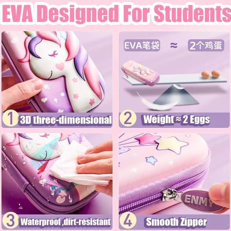 

Kotak pensil 3D EVA Kapasitas Besar Tahan Air Free Box Exclusive Tempat Pensil Unicorn Timbul 6D Wangi Perlengkapan Sekolah Hadiah Alat tulis Anak Premium Import