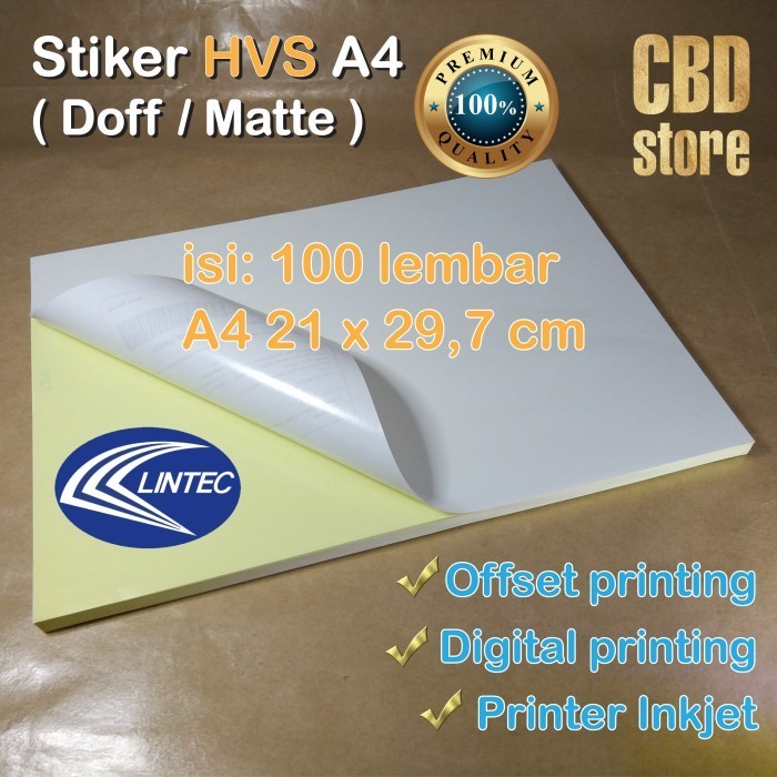 

Kertas Stiker HVS A4 Sticker HVS Doff Matte isi 100 pcs merek Lintec