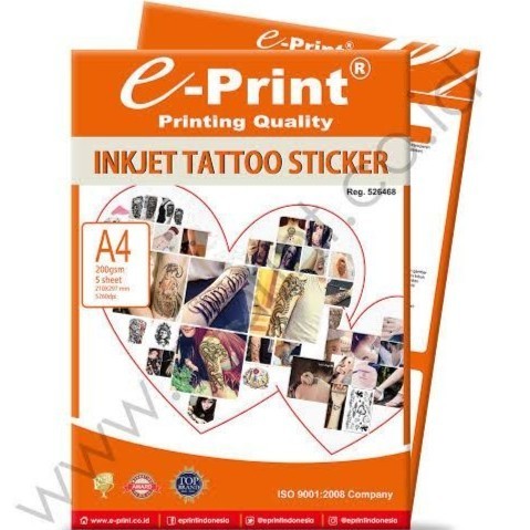 

Kertas Tato Stiker Inkjet Tattoo Sticker A4 200Gsm 5Lbr ePrint