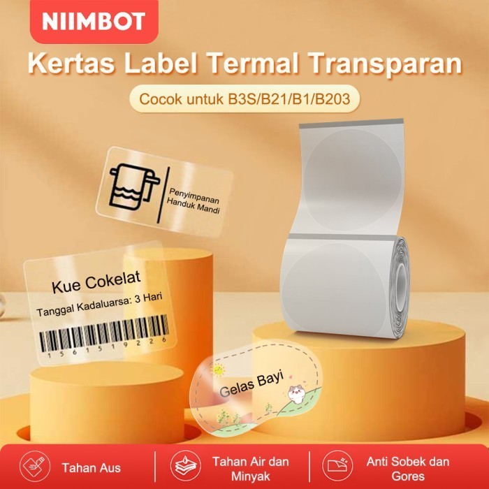 

Kertas Label Termal Transparan Anti Air Anti Minyak Anti Robek untuk Niimt B1/B21/B3S/B203