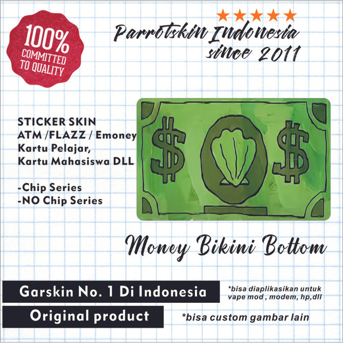 Sticker Skin Card Atm Debit Credit Emoney Flazz Bikin Bottom Money