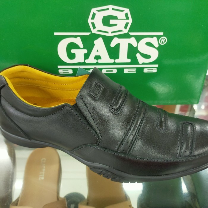 Sepatu Casual Pria Kulit Asli Merk Gats Gp 003 Hitam Original