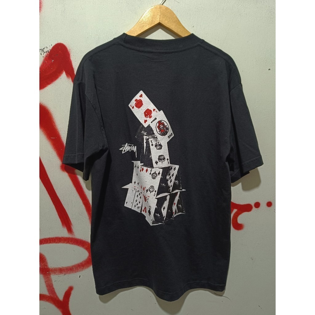 Stussy House Of Card Black Tshirt Short Sleeve Original Size L