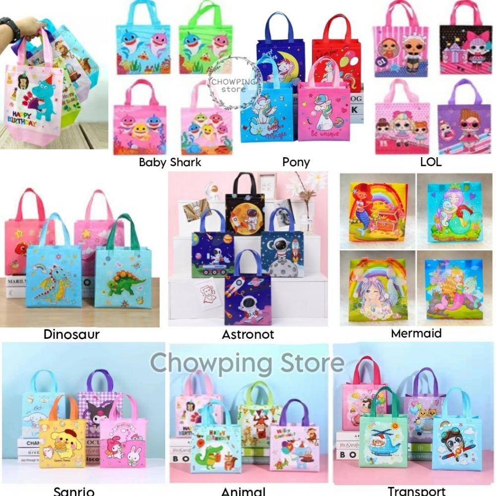 

Goodie Bag Karakter Tas Kantong Souvenir Hampers Astronot Dinosaurus Sanrio Shark Mermaid Animal Pony Transport B Sale