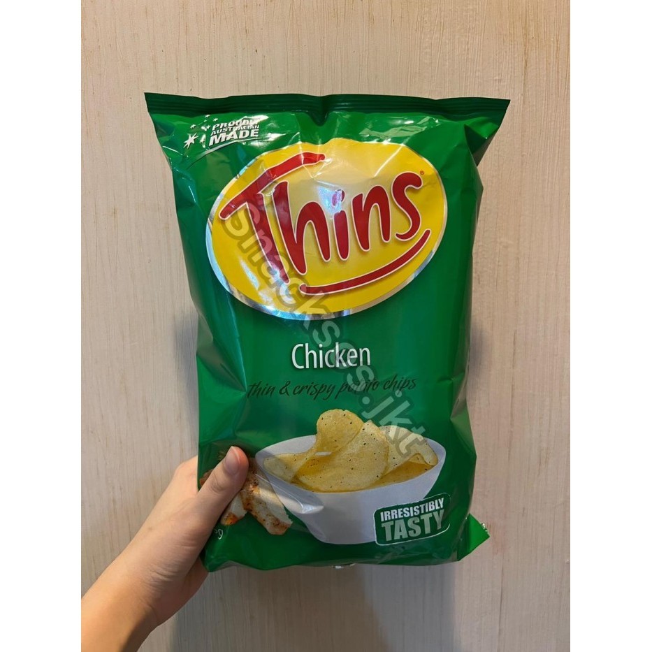 

TERJAMIN THINS POTATO CHIPS ORIGINAL/SOUR CREAM/SALT VINEGAR/CHEESE/CHICKEN
