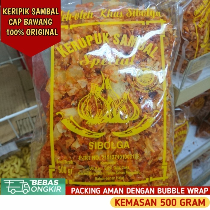 

HEMAT Keripik Sambal Khas Sibolga Cap Bawang isi 500 Gram